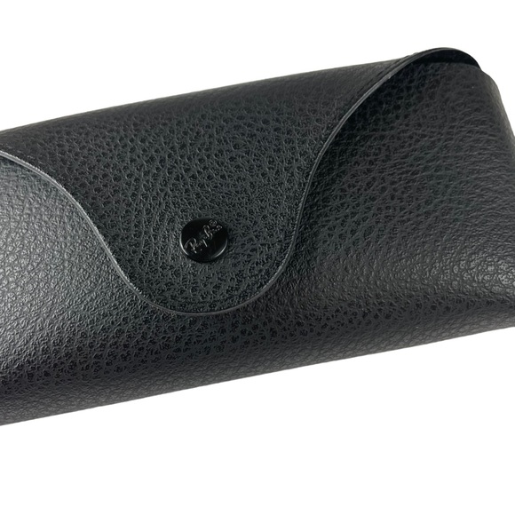 Ray-Ban Sunglasses Eyeglasses Black Soft Leather Case Gold Logo Snap Close Clean - Picture 3 of 16